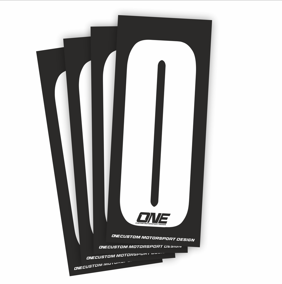 Individual Race Number Sticker- Number 0 - White on Black