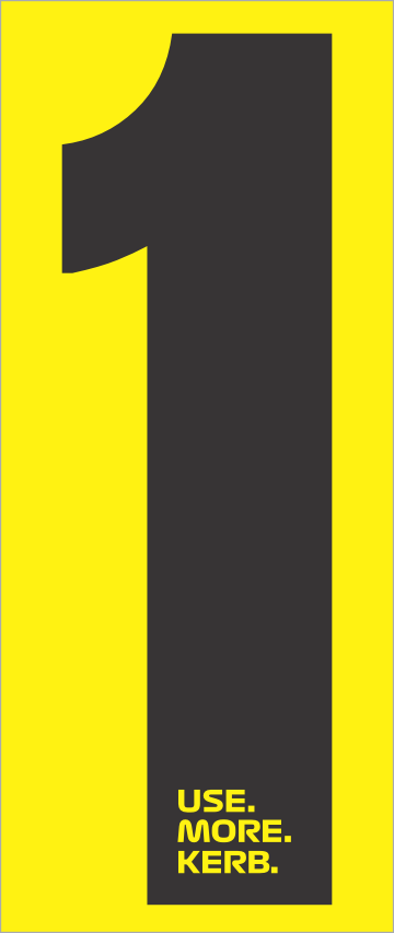 Race number pack of 4 by One Custom Design featuring black number 1 on yellow background for sports events.