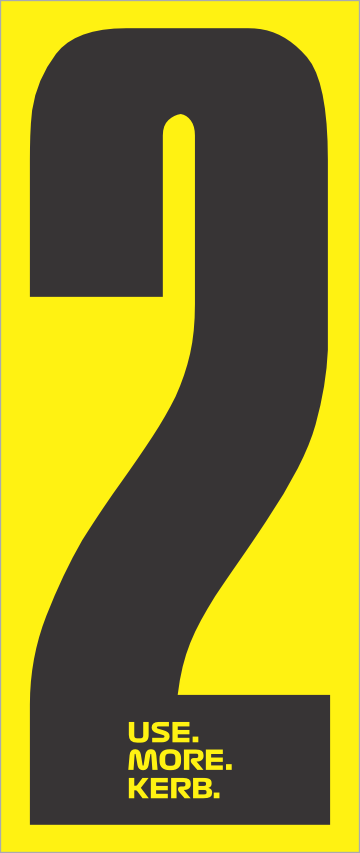 Race number pack of 4 from Use More KERB featuring black numbers on yellow background, designed for racing events.