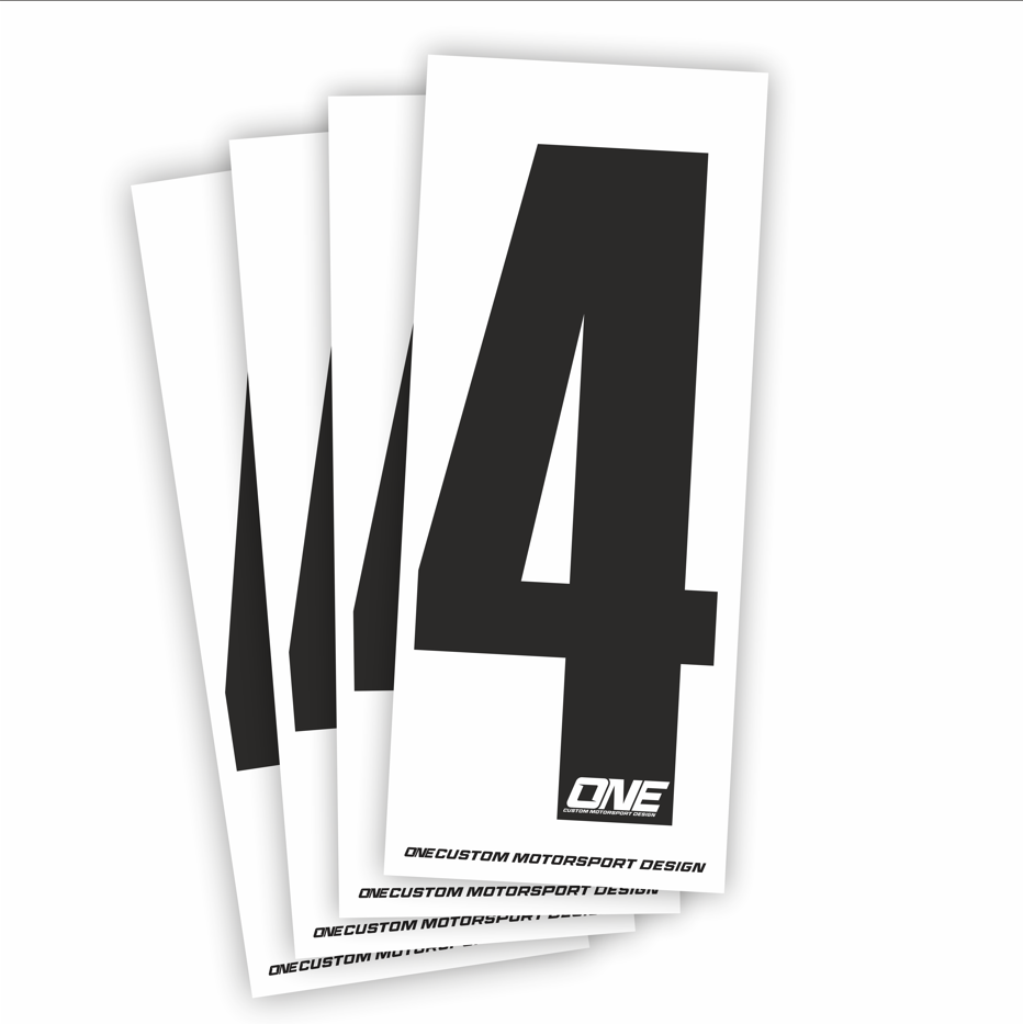 Individual Race Number Sticker- Number 4- Black on White