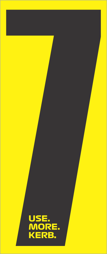 Race number pack of 4 from Use More Kerb by One Custom Design, featuring black number 7 on yellow background.