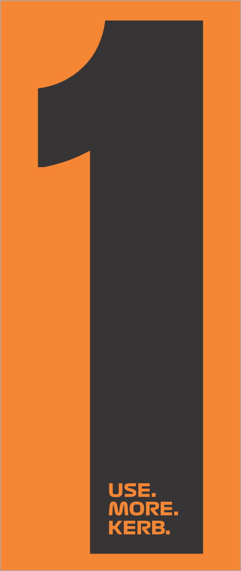 Race number pack of 4 with black number 1 on orange background for racing events, by One Custom Design.