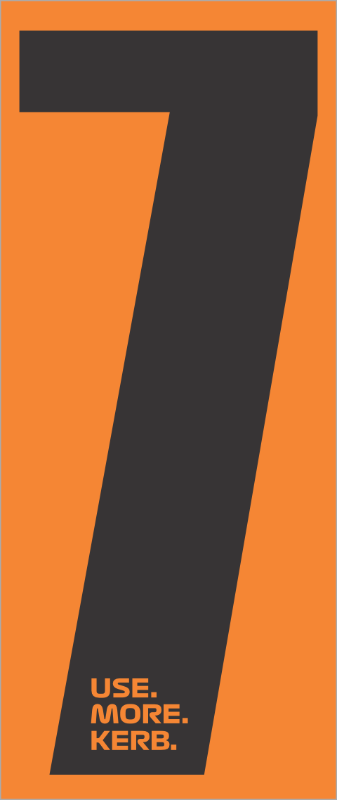 Race number pack of 4 with number 7 in black on orange for cycling or racing, by One Custom Design.
