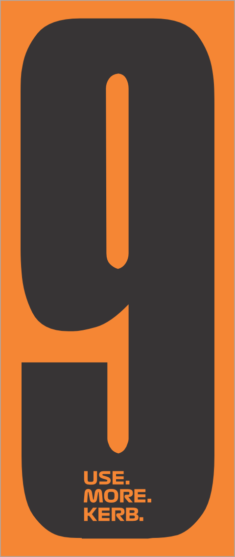 Race number pack featuring black on orange number 9 from One Custom Design, with four custom race numbers for athletic events.