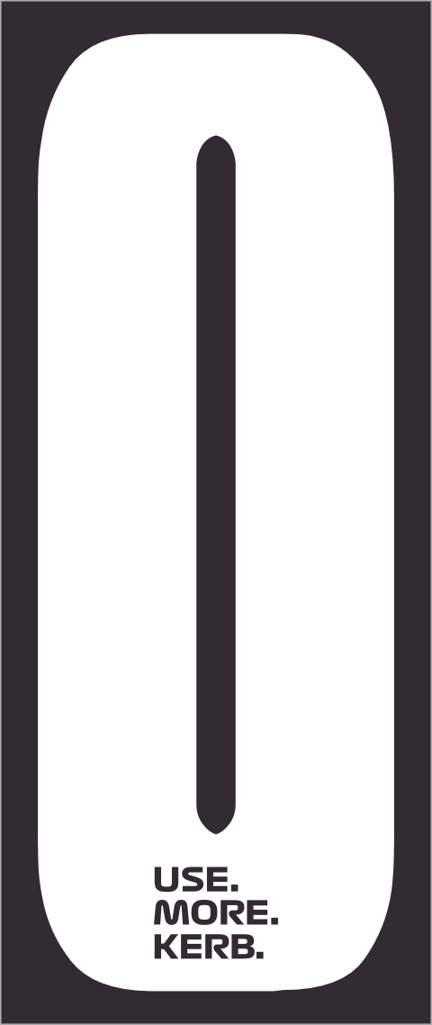 White number 0 race number from USE MORE KERB, black on white background, pack of 4, designed by One Custom Design.