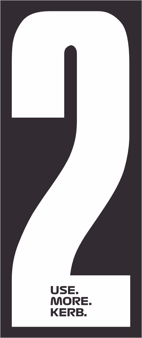 White number 2 race number from One Custom Design's USE MORE KERB pack, featuring black on white background.
