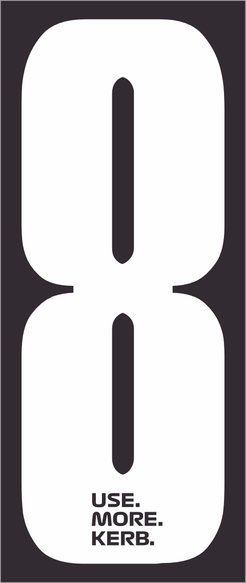 Race number pack of 4 by One Custom Design, white number 8 on black background, designed for racing events.