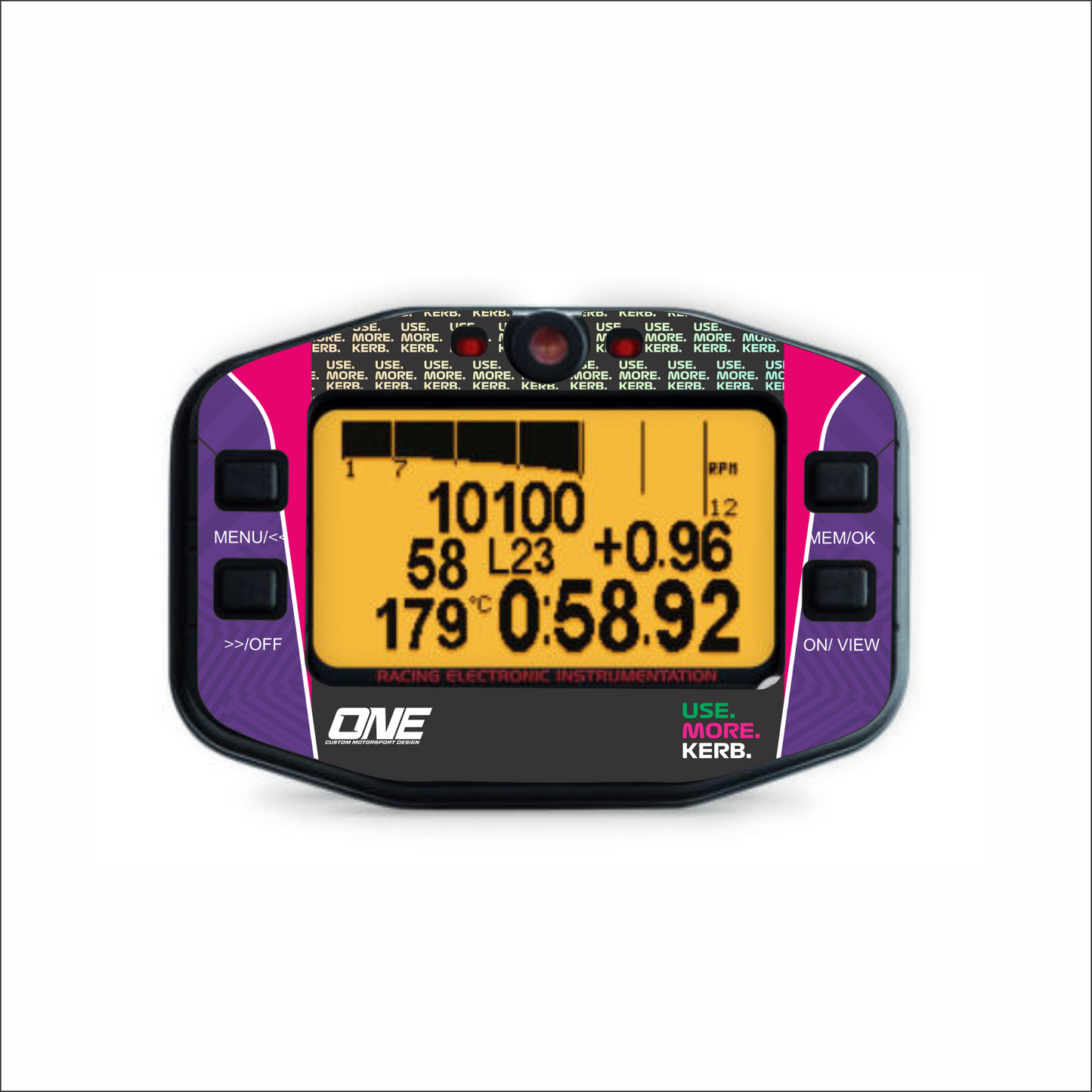 Mychron 4 sticker with 2026 design by One Custom Design, featuring bold graphics on a black background for racing data logger customization.