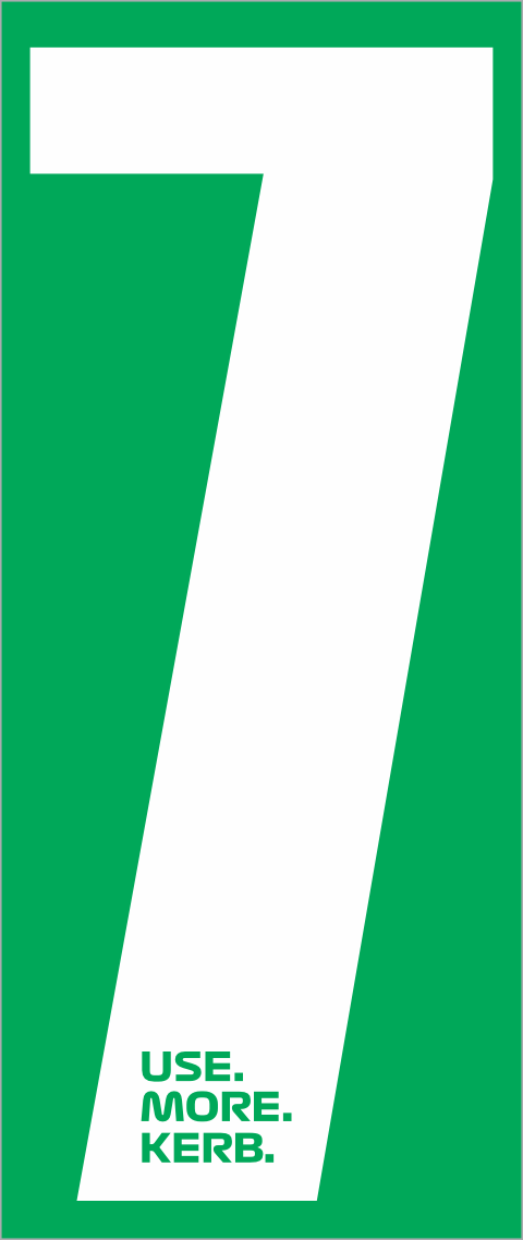 Set of four white race numbers with green background, featuring the number 7, designed by One Custom Design for racing events.