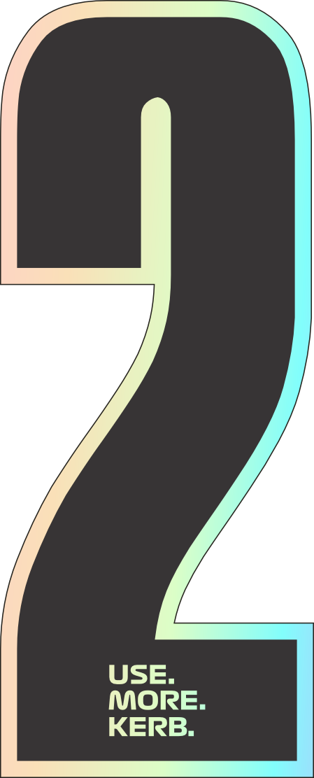 Holographic number 2 race number from USE MORE KERB, pack of 4, featuring shiny, reflective surface for racing events.