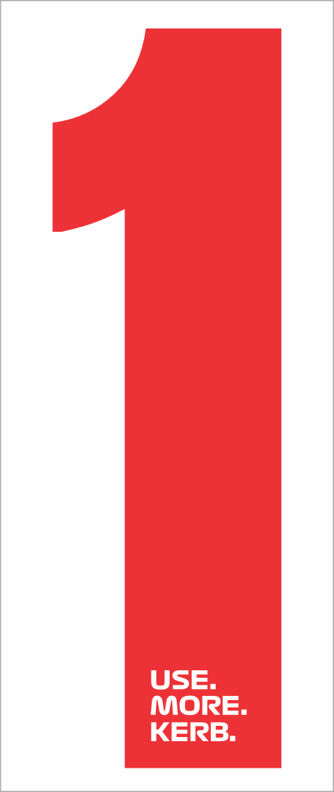 Red race number 1 on white background, part of the USE MORE KERB Pack of 4 from One Custom Design.
