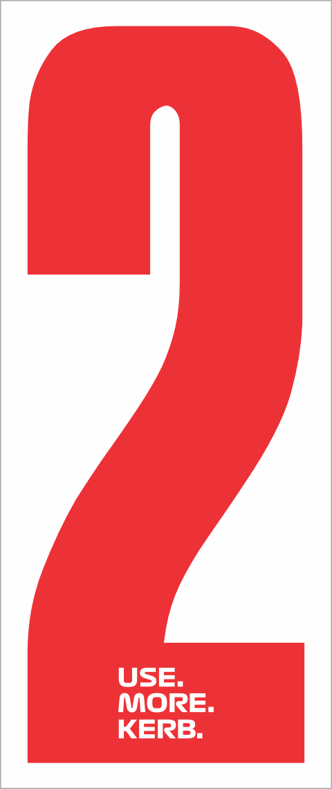Race number pack from One Custom Design featuring four red number 2s on white background for sports events.