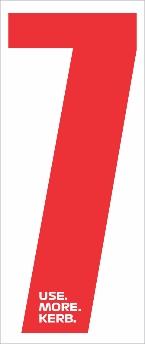 Race number pack featuring red number 7 on white background, designed by One Custom Design for use in competitive events.