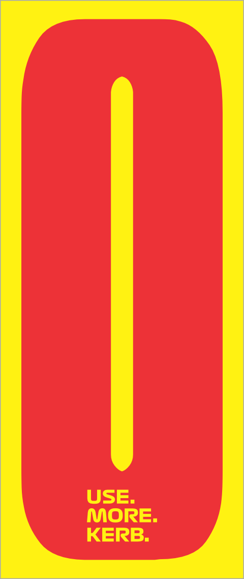 Red race number 0 on yellow background, part of the USE MORE KERB pack of 4 by One Custom Design.