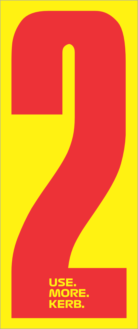 Race number pack of 4 from One Custom Design featuring red number 2 on yellow background for racing events.