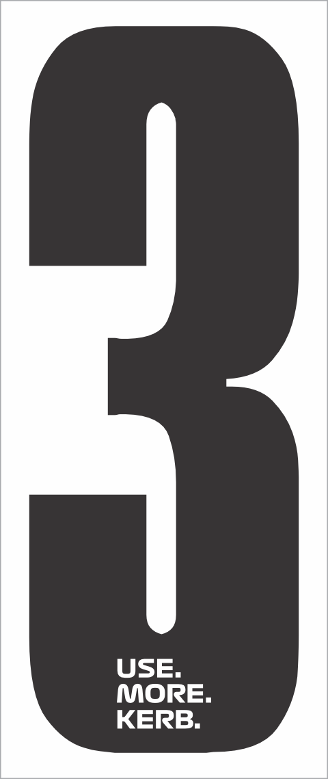 Set of four black number 3 race bibs with white background from One Custom Design for athletic events.