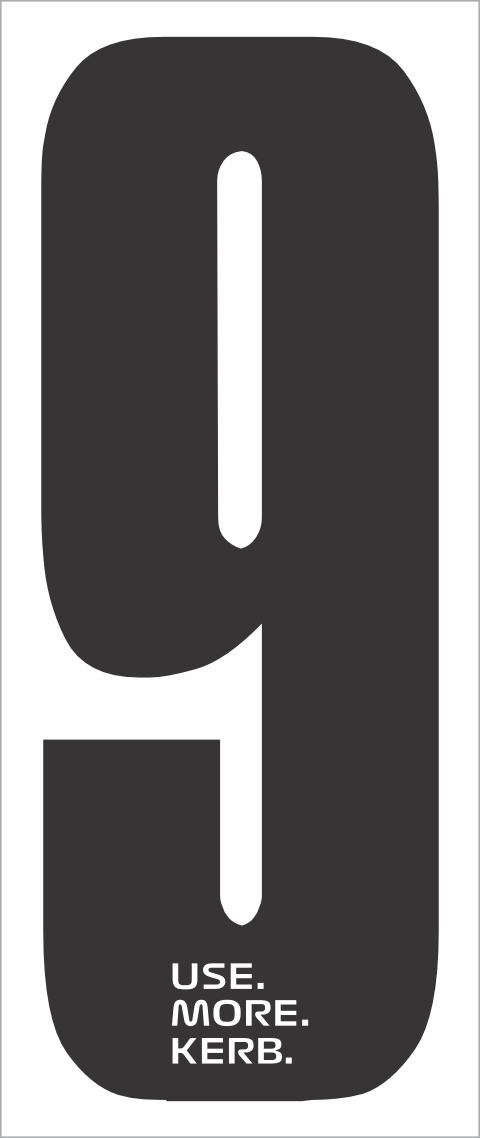 Race number pack of 4 with black number 9 on white background, designed for cycling or racing events by One Custom Design.