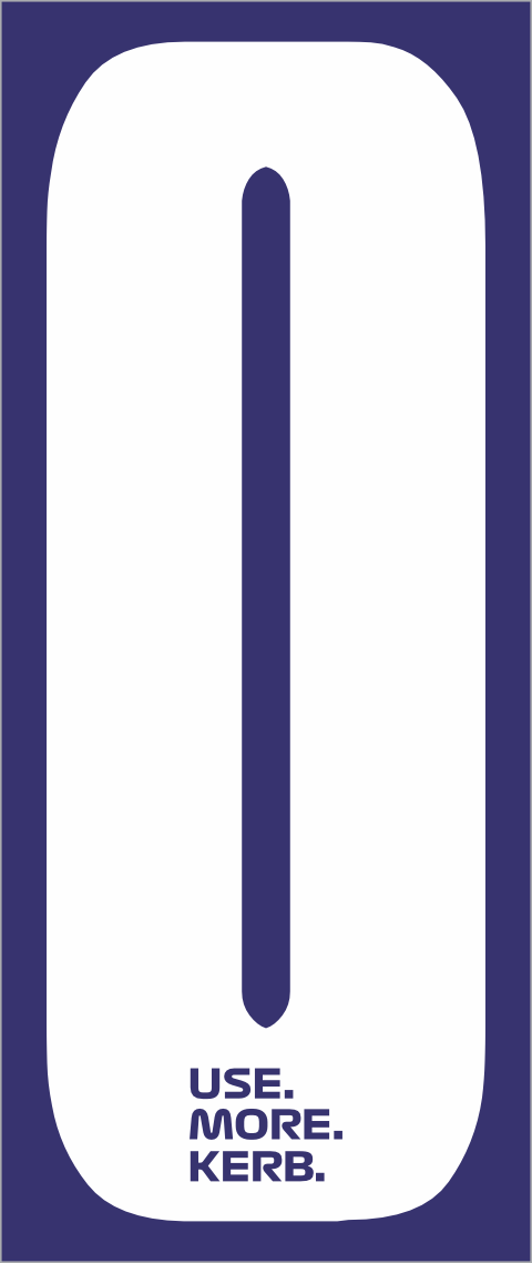 White race number 0 from the USE MORE KERB pack, with blue background and white number, designed for custom racing events.