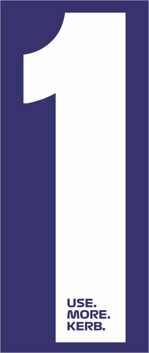 White race number 1 on blue background from USE MORE KERB, part of the Pack of 4 by One Custom Design.