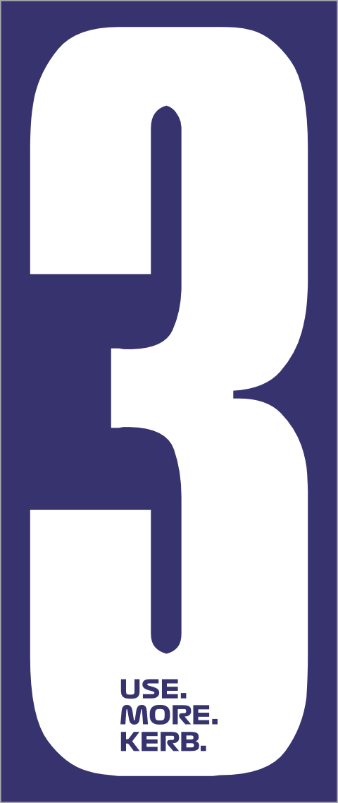 Race number pack of 4 by One Custom Design, featuring white number 3 on blue background for cycling or racing events.