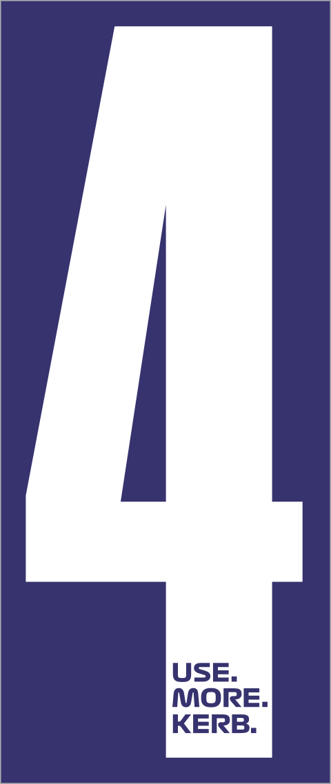White race number 4 from the USE MORE KERB pack, featuring a blue background and white numeral, by One Custom Design.