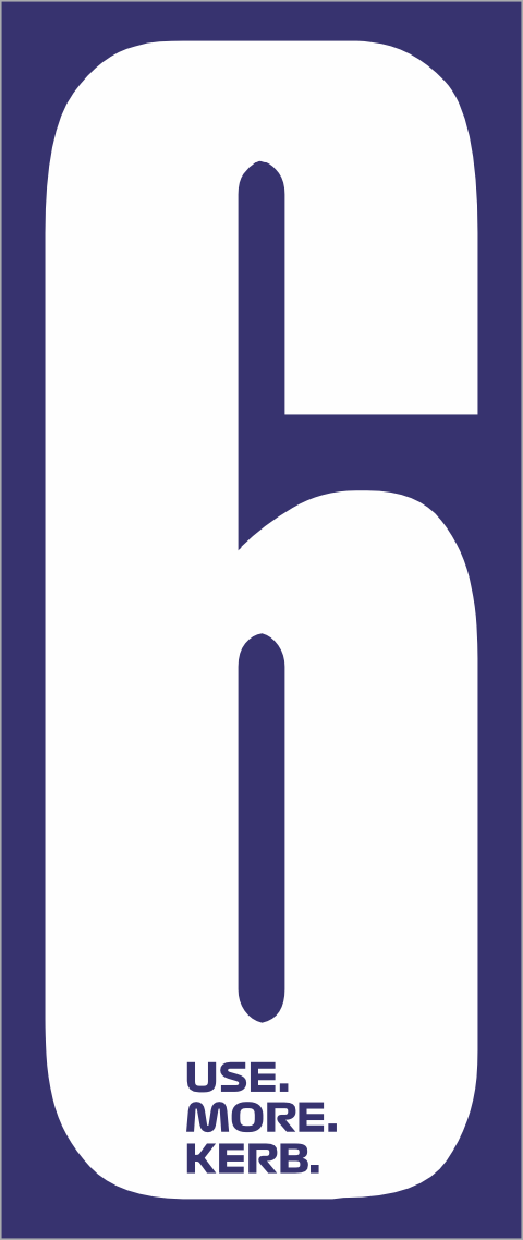Race number pack of 4 featuring white number 6 on blue background by One Custom Design for racing events.