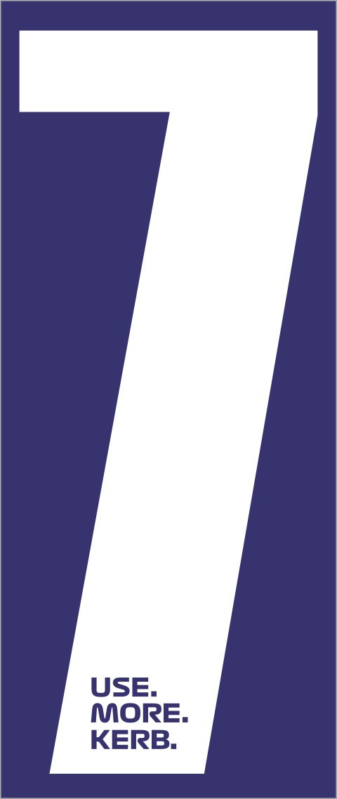 Pack of four race number 7 decals from One Custom Design with white numbers on blue background, for sports or racing events.