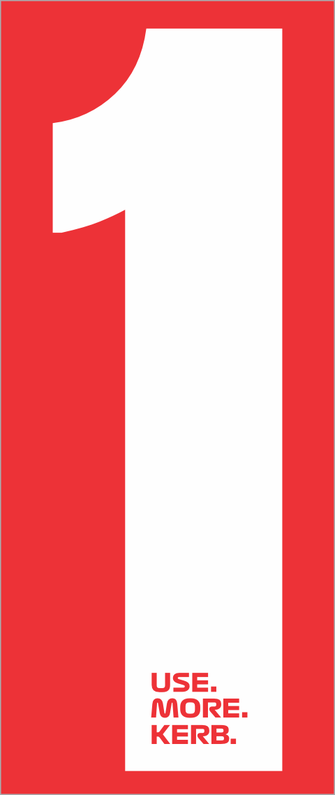 Set of four race numbers from One Custom Design, featuring white number 1 on red background for racing events.
