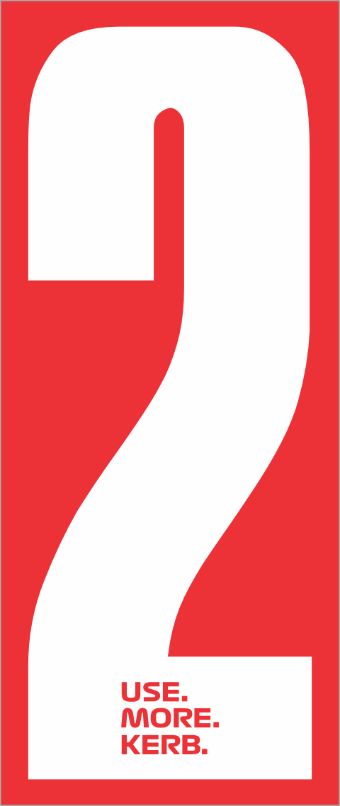 Set of four race numbers by One Custom Design, featuring white number 2 on red background for racing events.