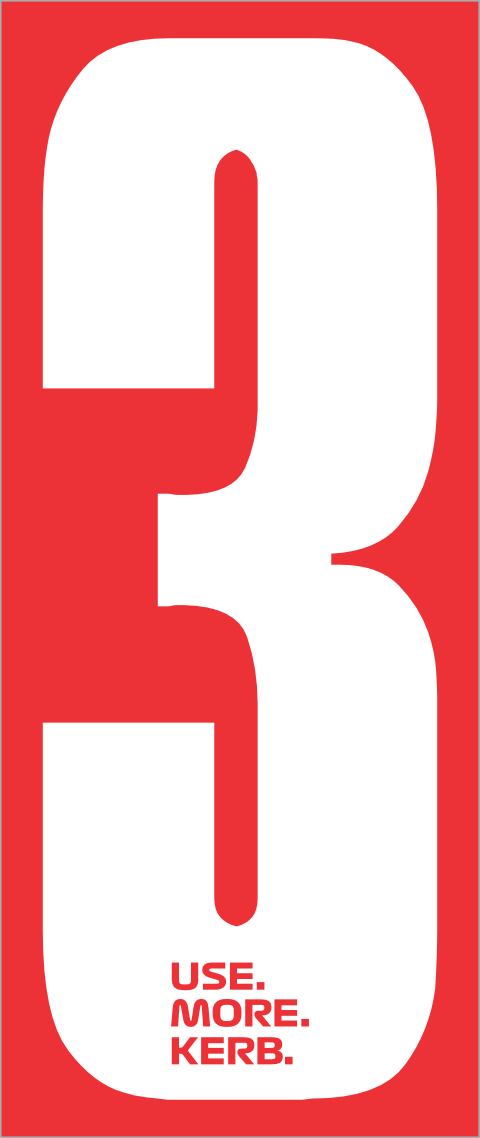 Race number pack featuring number 3 in white on red background, designed by One Custom Design for use in racing events.