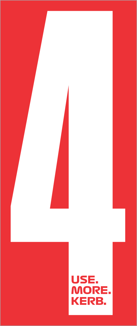 White and red race number pack featuring four number 4 decals from One Custom Design, designed for racing apparel or equipment.