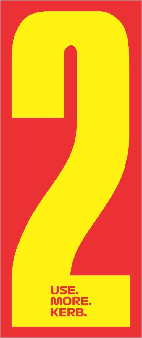 Set of four race number patches featuring yellow number 2 on red background by One Custom Design.