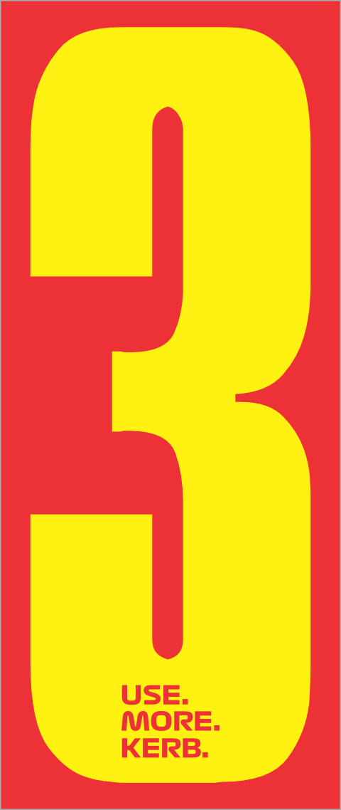 Race number pack featuring yellow number 3 on red background, designed for use in racing events by One Custom Design.