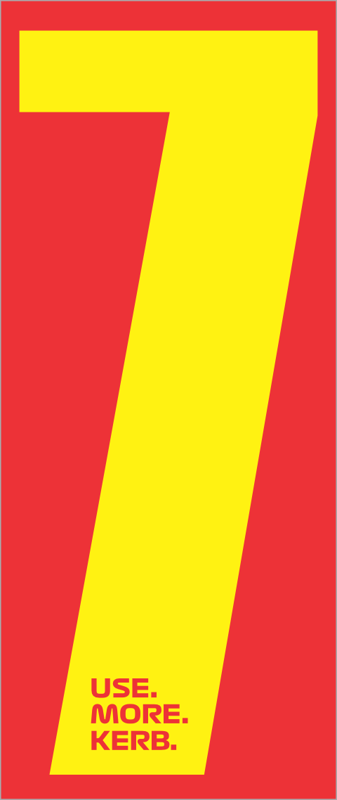 Four race number packs featuring yellow number 7 on red background from One Custom Design's USE MORE KERB series.