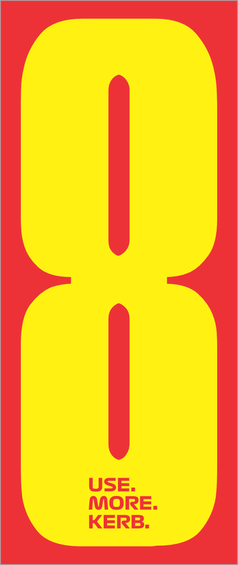 Race number pack featuring four yellow number 8s on red background for use in racing events, by One Custom Design.