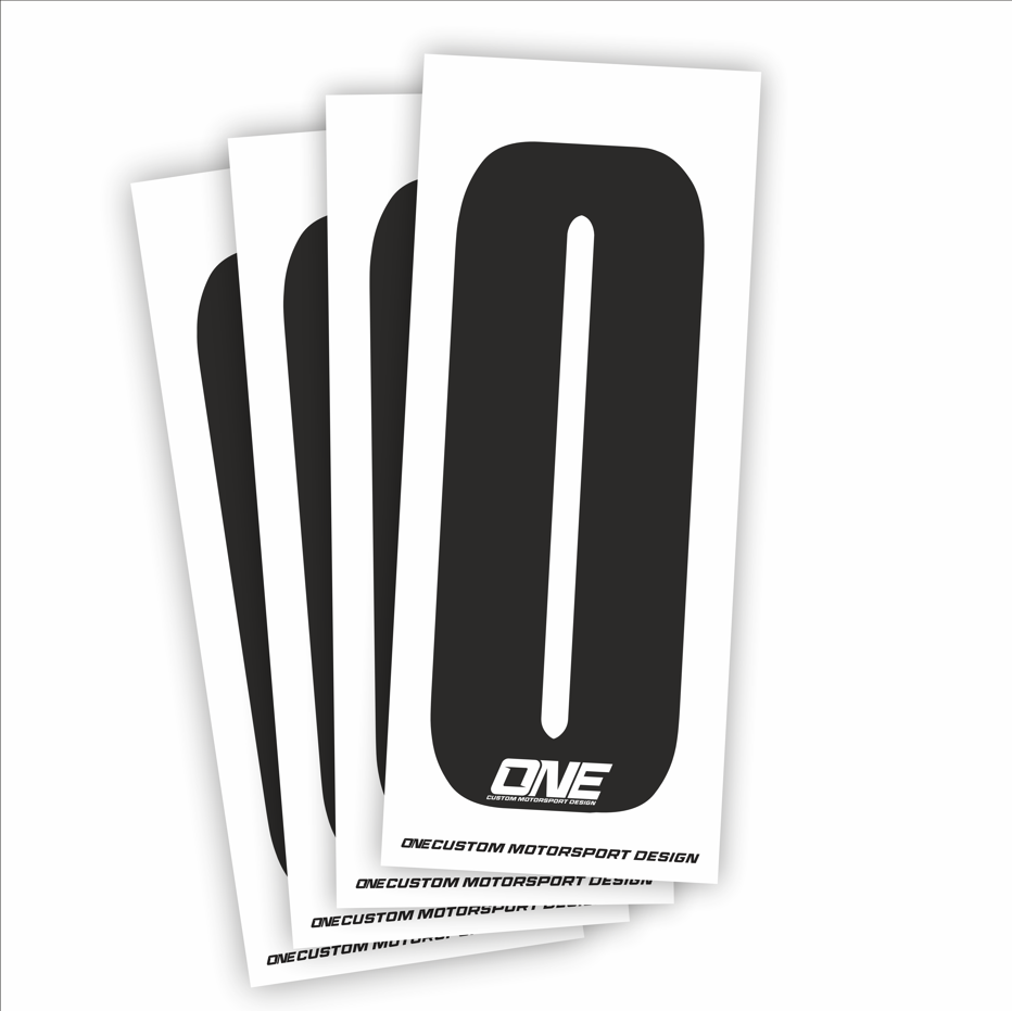 Individual Race Number Sticker- Number 0 - Black on White