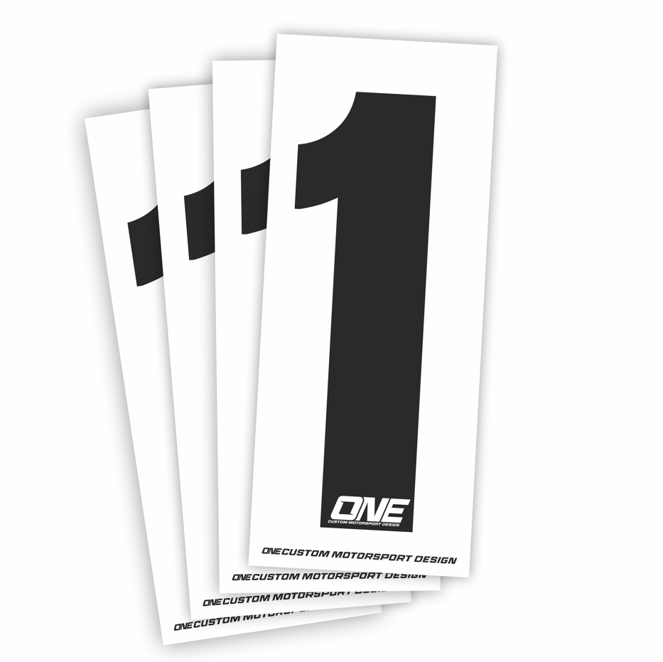 Individual Race Number Sticker- Number 1 - Black on White