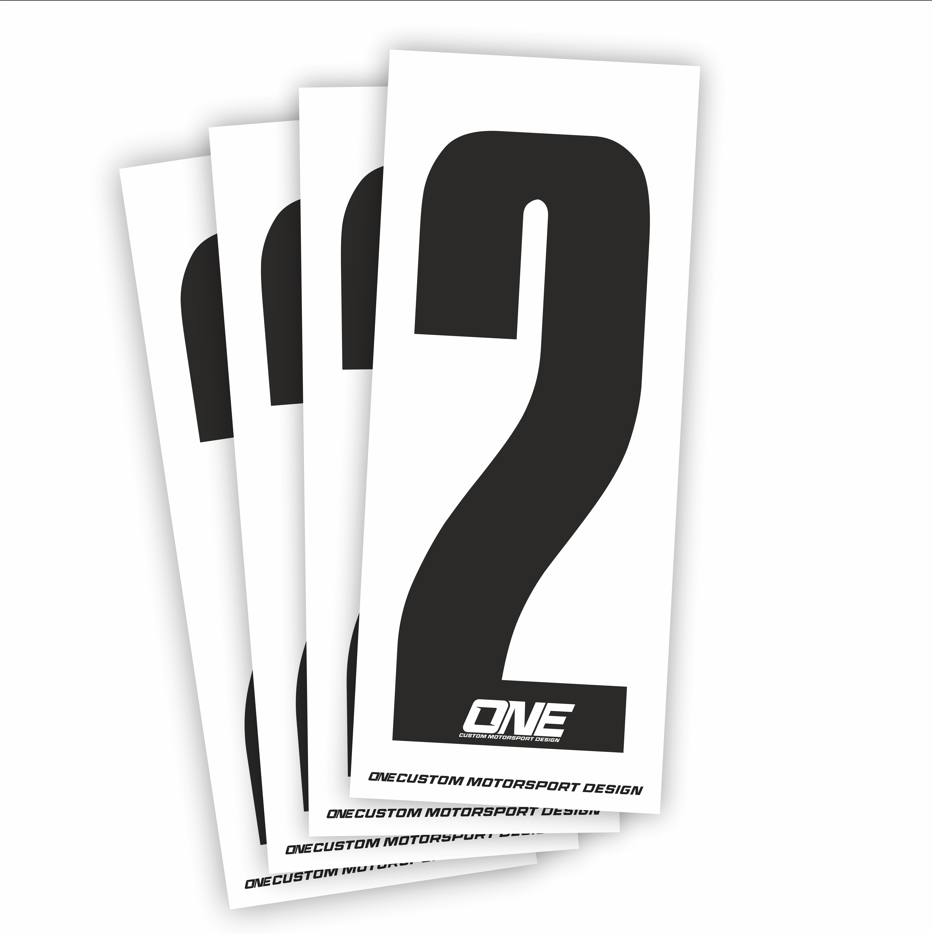 Individual Race Number Sticker- Number 2 Black on White
