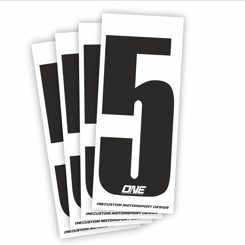 Individual Race Number Sticker- Number 5- Black on White